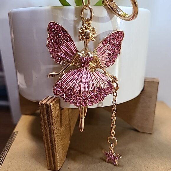 Unbranded Ballerina w/Bling Keychain Ladies Pink NWOT Collectible Auto Keys Home - Picture 3 of 4